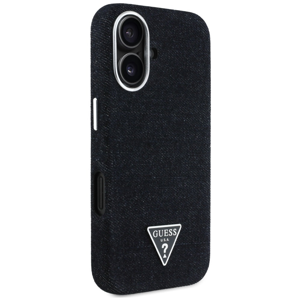 MagSafe-deksel for Apple iPhone 16, Guess, Denim Triangle Logo, Svart