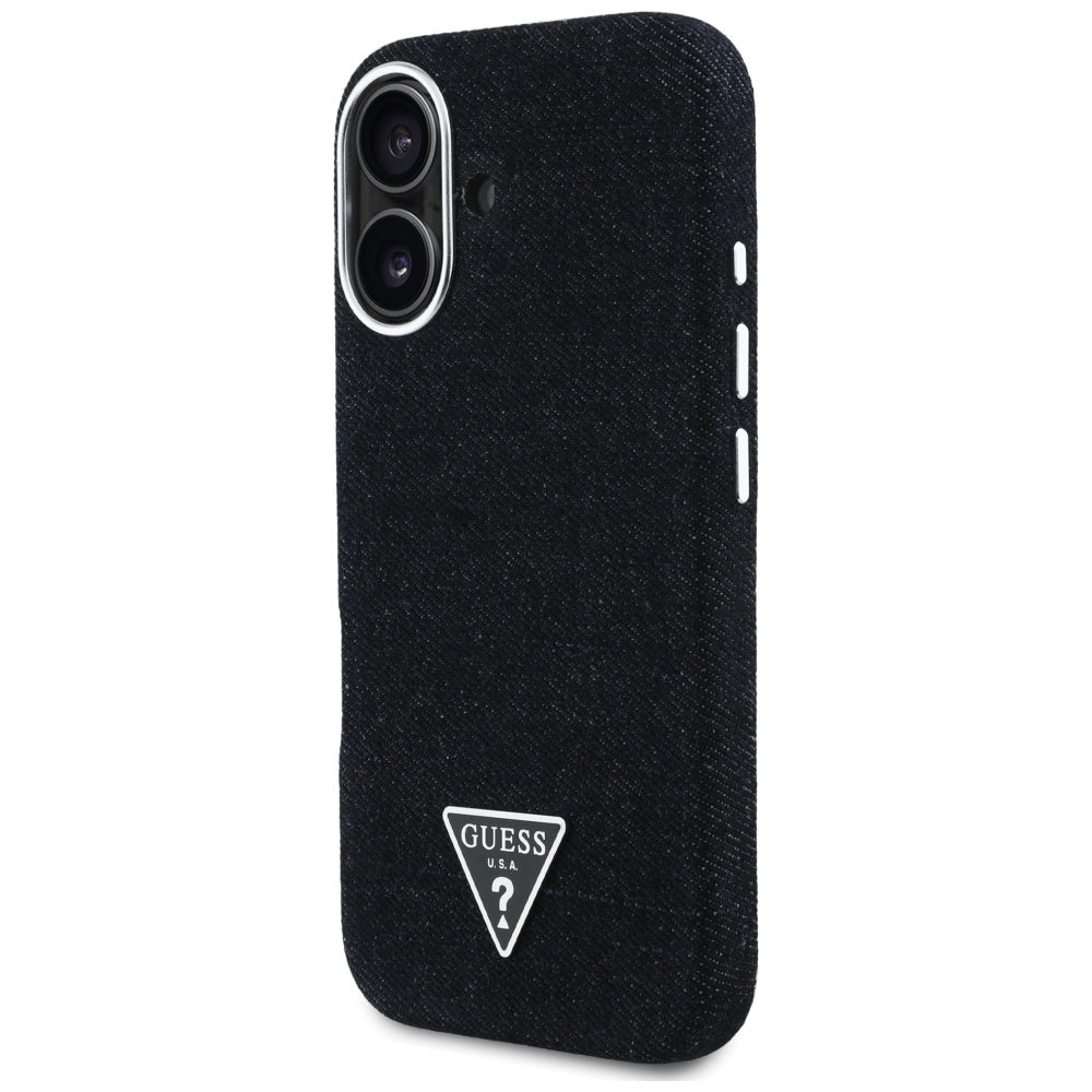 MagSafe-deksel for Apple iPhone 16, Guess, Denim Triangle Logo, Svart