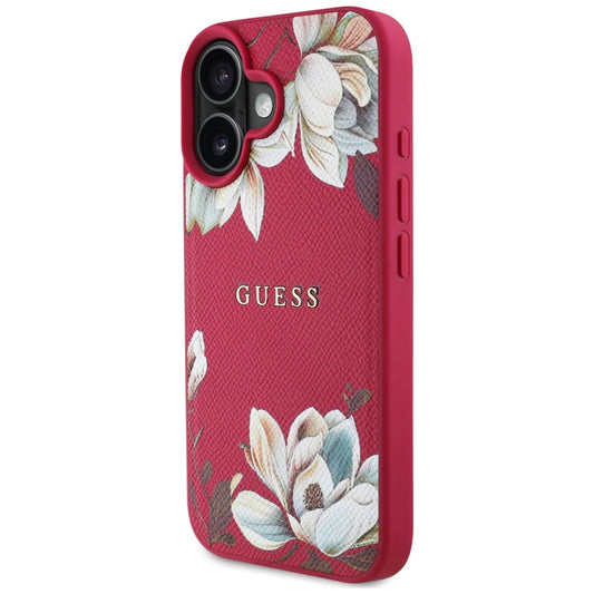MagSafe-deksel for Apple iPhone 16, Guess, Grained Flowers, Fuchsia