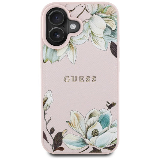 MagSafe-deksel for Apple iPhone 16, Guess, Grained Flowers, Rosa