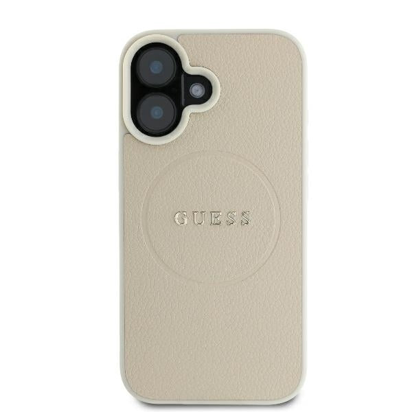 MagSafe-deksel for Apple iPhone 16, Guess, Grained Gold Ring, Beige
