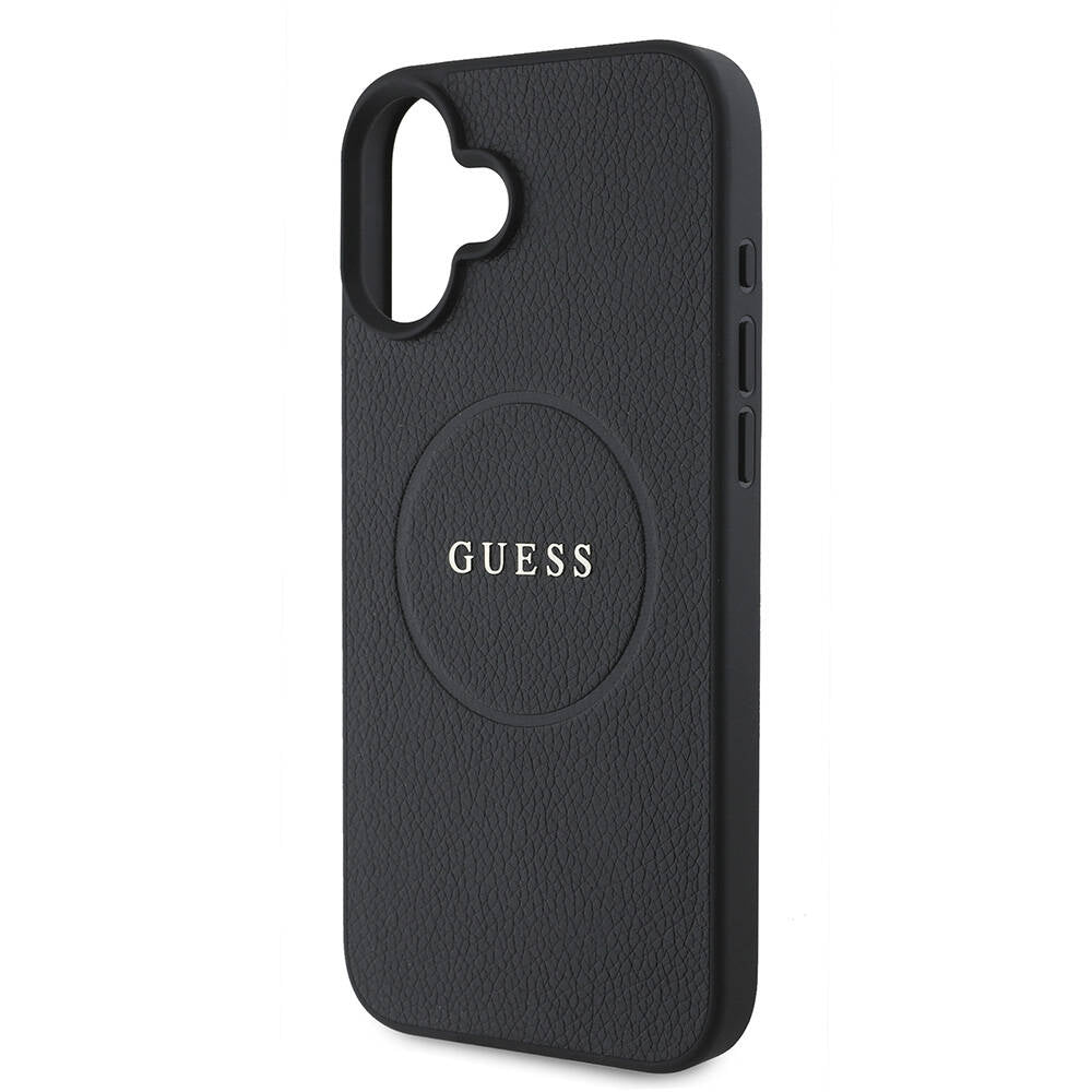 MagSafe-deksel for Apple iPhone 16, Guess, Grained Gold Ring, Svart