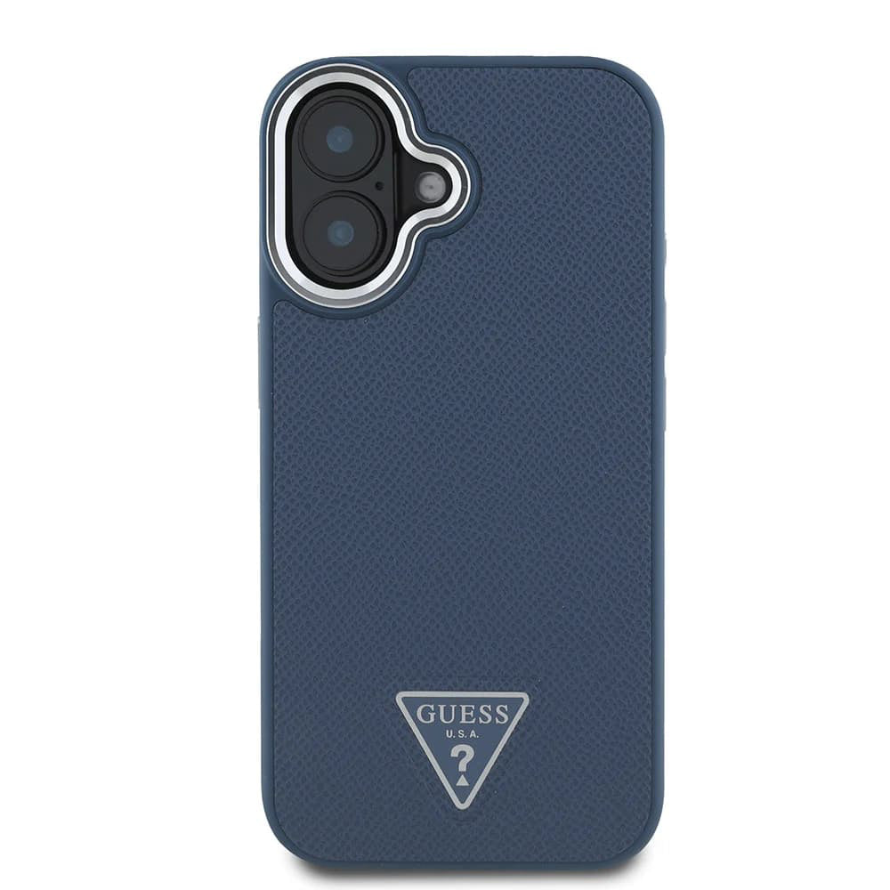 MagSafe-deksel for Apple iPhone 16, Guess, Grained Triangle Logo, Svart