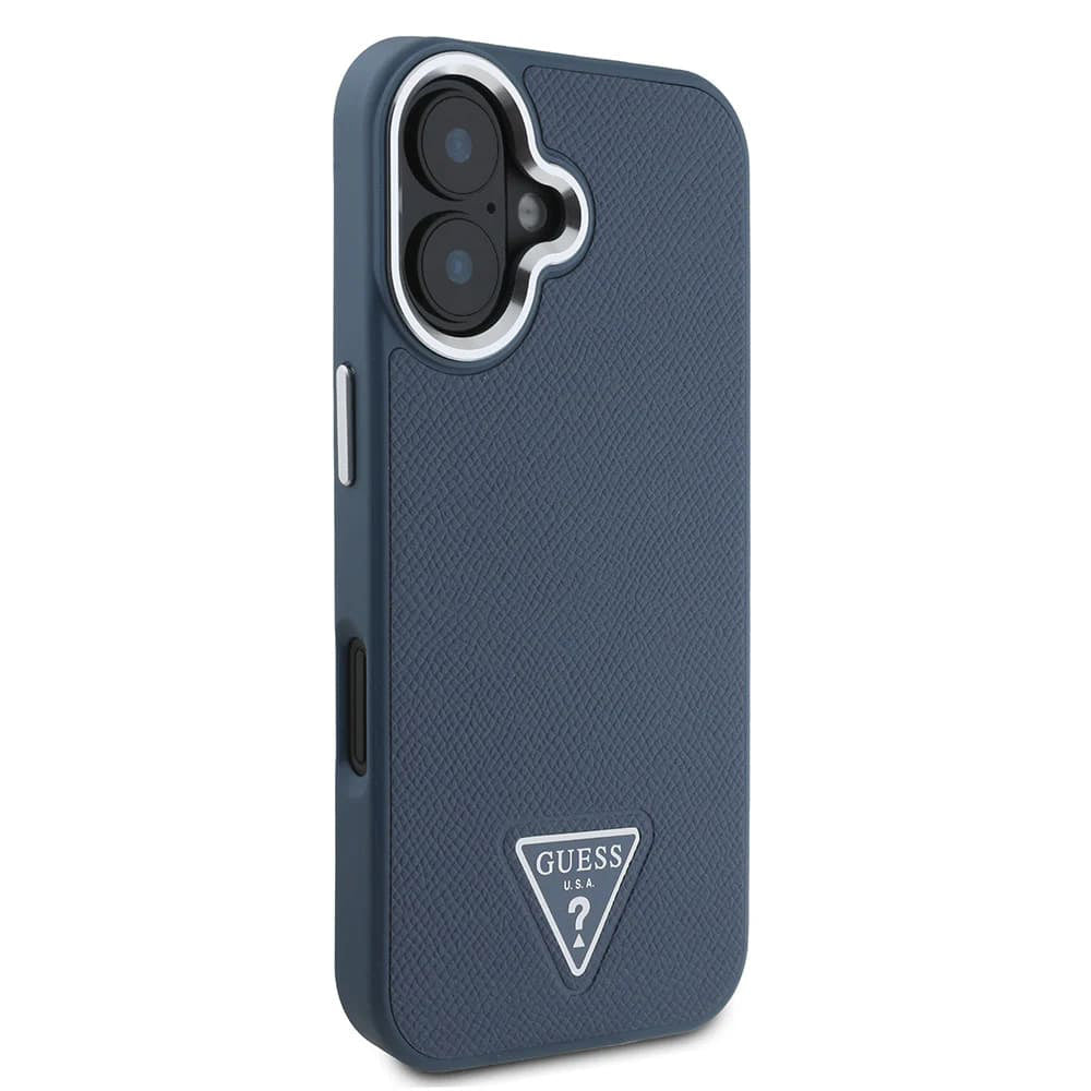 MagSafe-deksel for Apple iPhone 16, Guess, Grained Triangle Logo, Svart