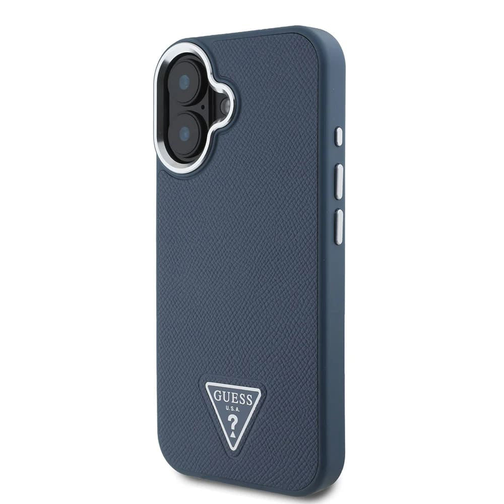 MagSafe-deksel for Apple iPhone 16, Guess, Grained Triangle Logo, Svart