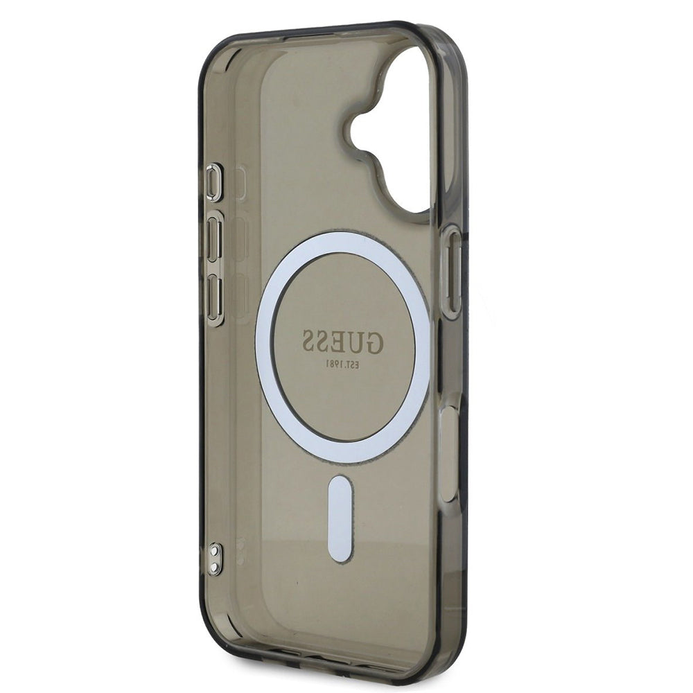 MagSafe-deksel for Apple iPhone 16, Guess, IML Glitter Circle, Svart