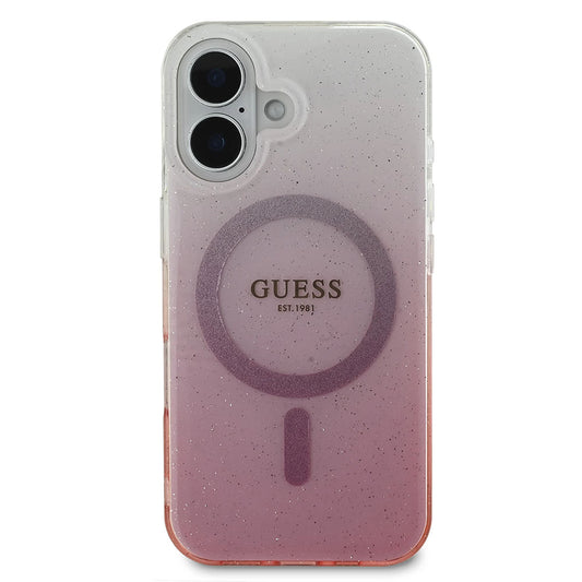 MagSafe-deksel for Apple iPhone 16, Guess, IML Glitter Gradient, Rosa