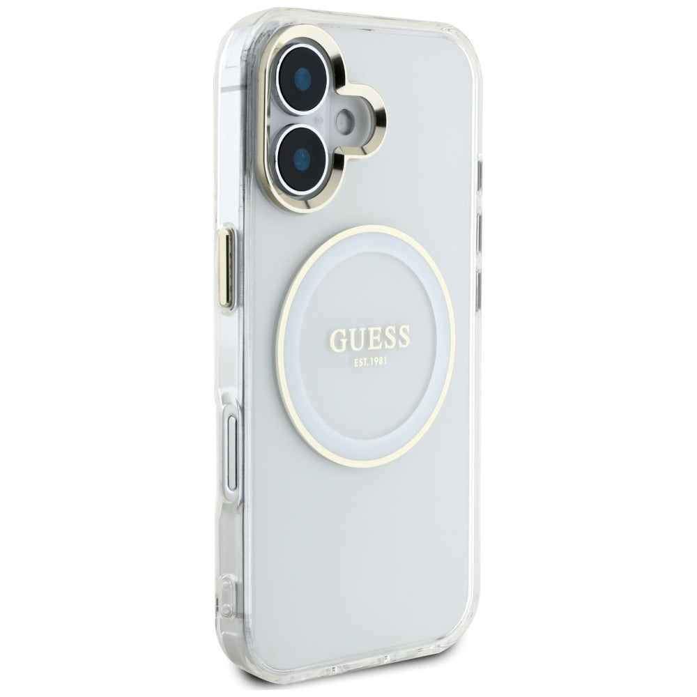 MagSafe-deksel for Apple iPhone 16, Guess, IML Metal Colored Circle, Hvit