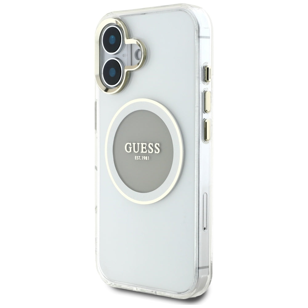 MagSafe deksel for Apple iPhone 16, Guess, IML Metal Colored Circle, Grå