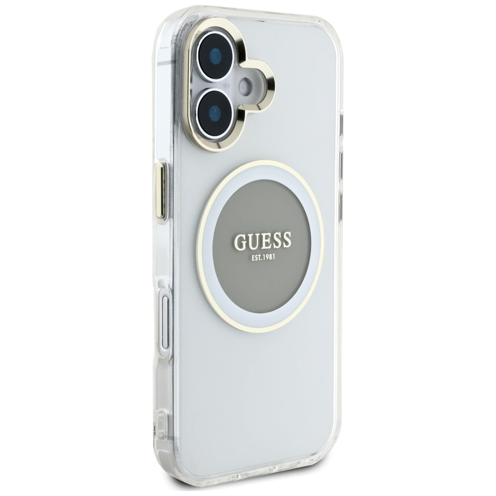 MagSafe deksel for Apple iPhone 16, Guess, IML Metal Colored Circle, Grå