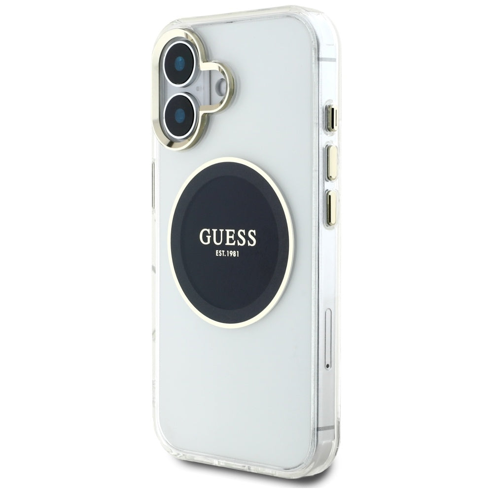 MagSafe-deksel for Apple iPhone 16, Guess, IML Metal Colored Circle, Svart