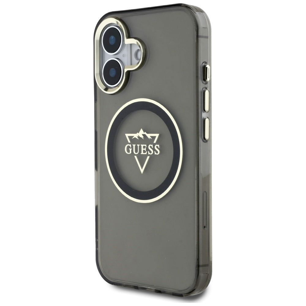 MagSafe-deksel for Apple iPhone 16, Guess, IML Metal Mountain Logo, Svart