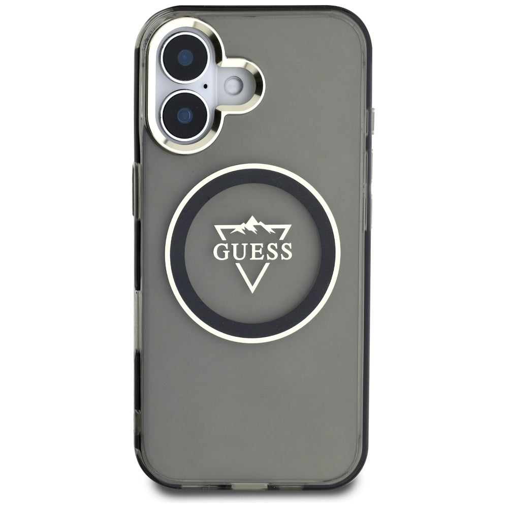 MagSafe-deksel for Apple iPhone 16, Guess, IML Metal Mountain Logo, Svart