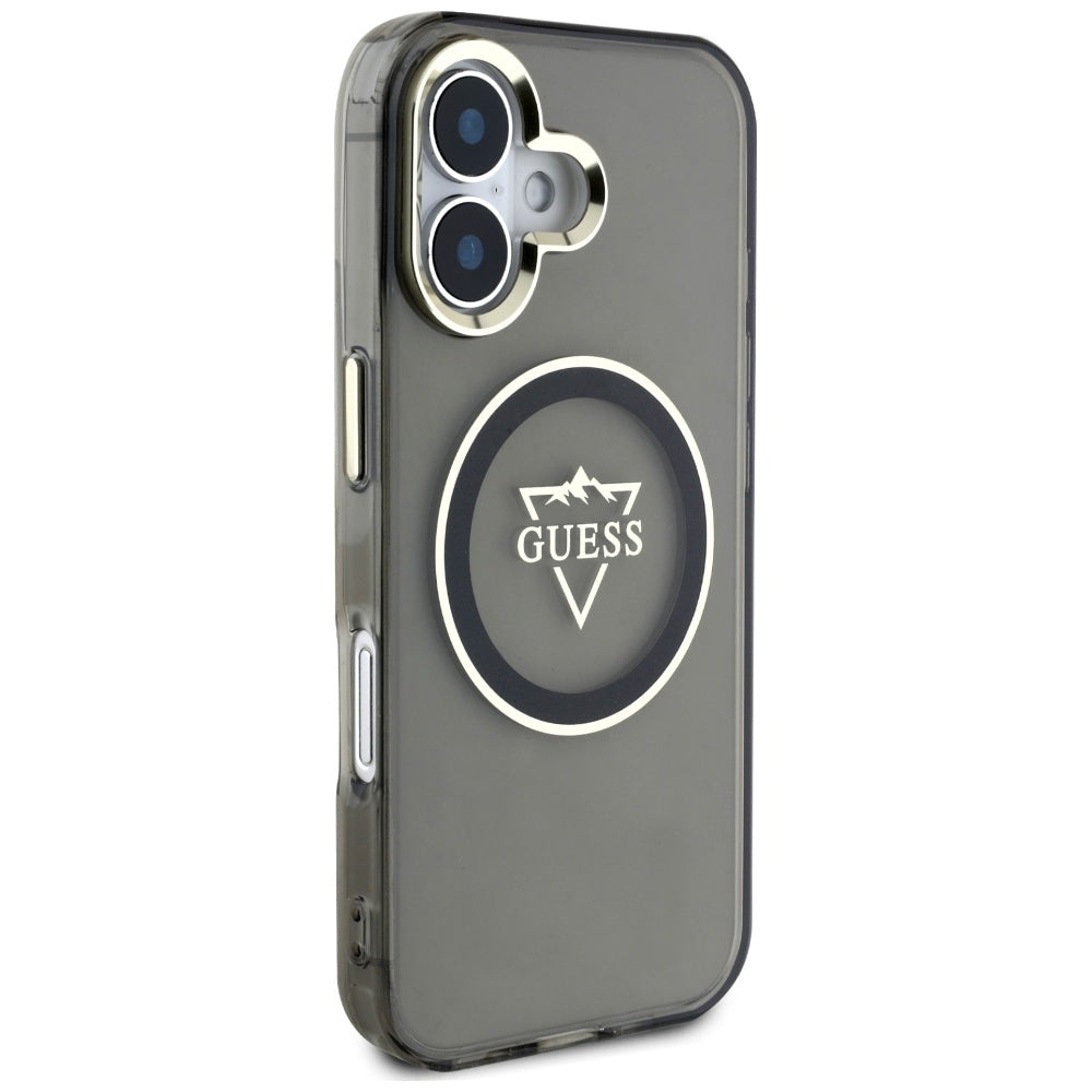 MagSafe-deksel for Apple iPhone 16, Guess, IML Metal Mountain Logo, Svart