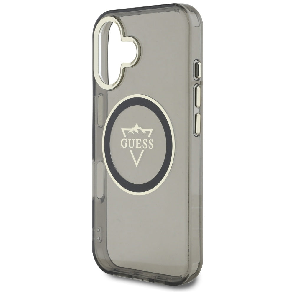 MagSafe-deksel for Apple iPhone 16, Guess, IML Metal Mountain Logo, Svart