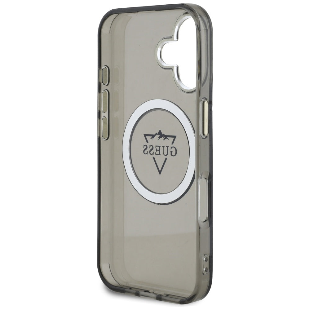 MagSafe-deksel for Apple iPhone 16, Guess, IML Metal Mountain Logo, Svart