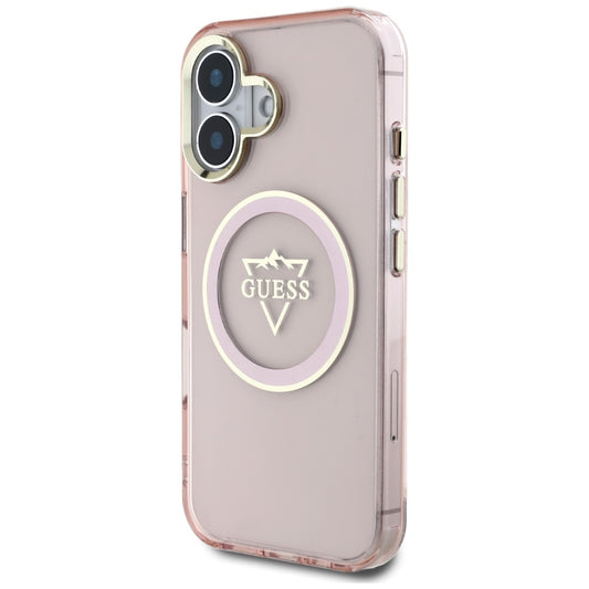 MagSafe-deksel for Apple iPhone 16, Guess, IML Metal Mountain Logo, Rosa