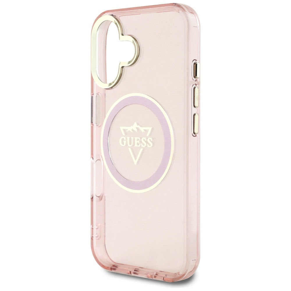 MagSafe-deksel for Apple iPhone 16, Guess, IML Metal Mountain Logo, Rosa
