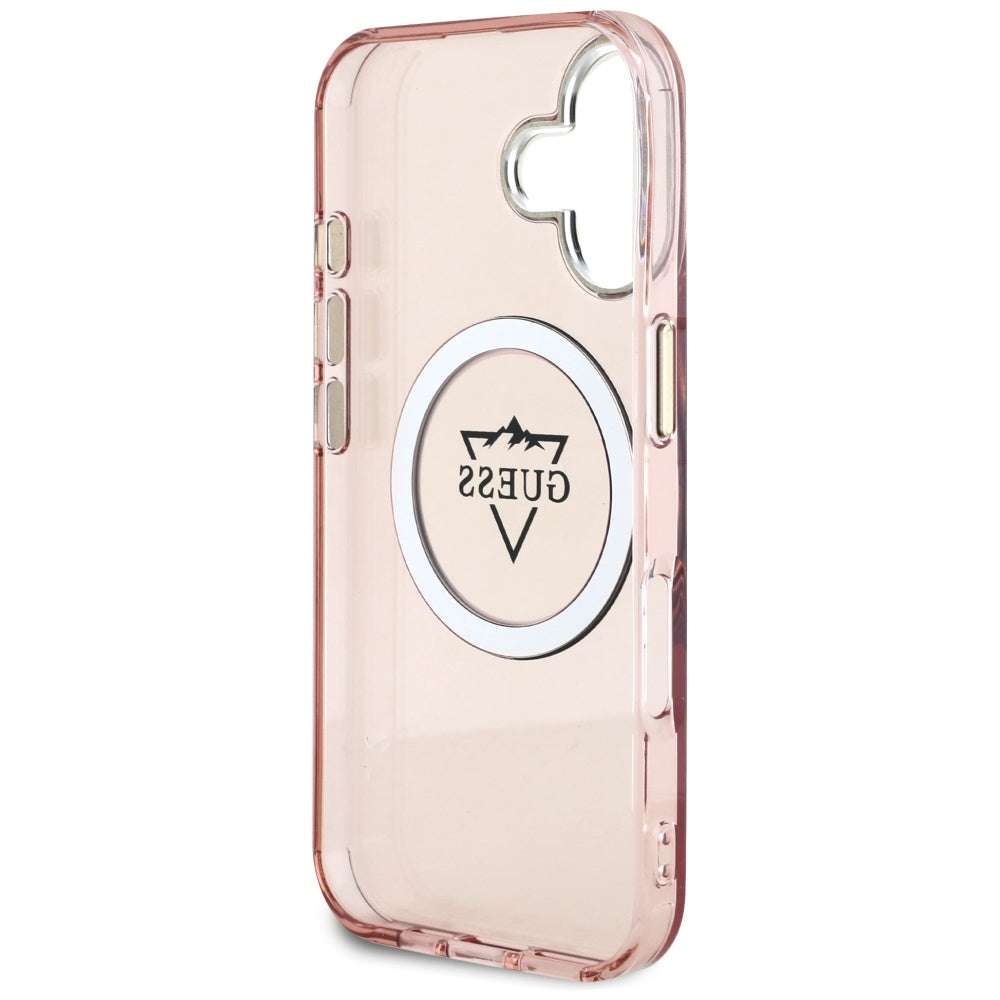 MagSafe-deksel for Apple iPhone 16, Guess, IML Metal Mountain Logo, Rosa