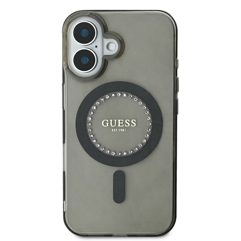 MagSafe-deksel for Apple iPhone 16, Guess, IML Rhinestone, Svart