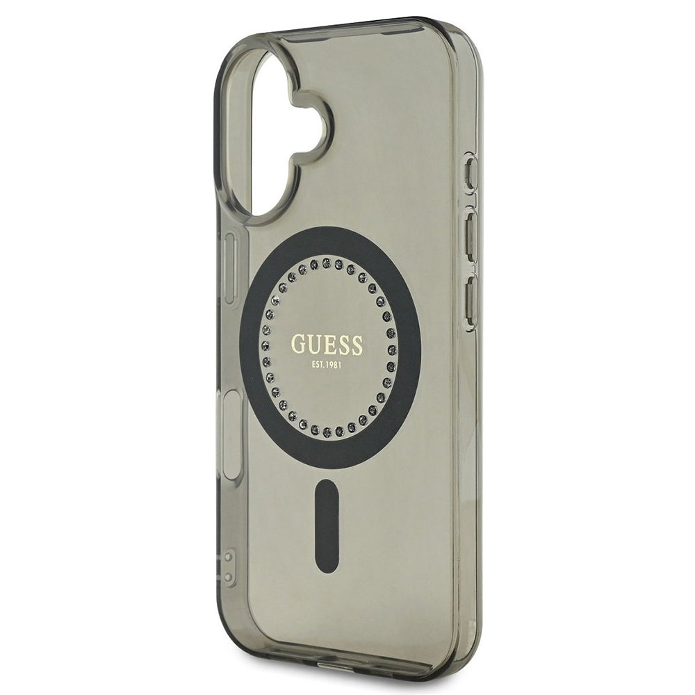 MagSafe-deksel for Apple iPhone 16, Guess, IML Rhinestone, Svart