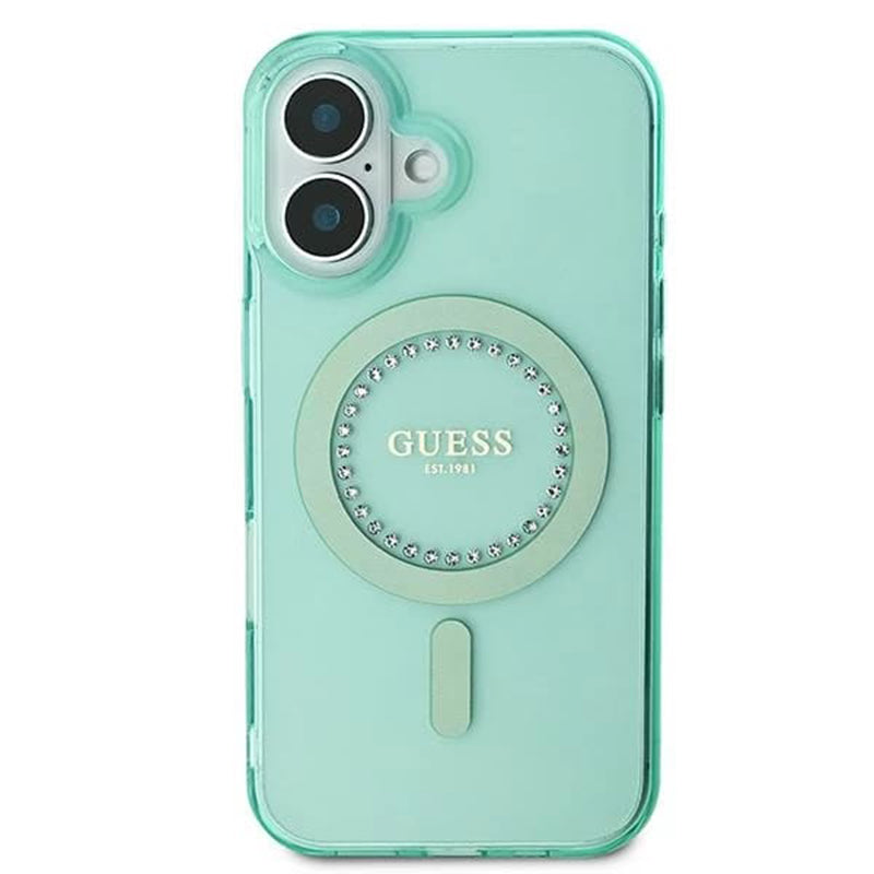 MagSafe-deksel for Apple iPhone 16, Guess, IML Rhinestone, Grønn