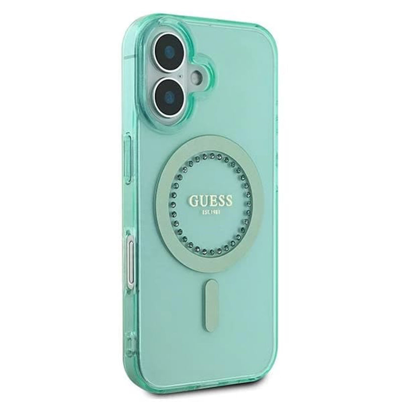 MagSafe-deksel for Apple iPhone 16, Guess, IML Rhinestone, Grønn