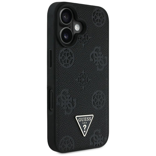 MagSafe-deksel for Apple iPhone 16, Guess, Peony Grained Hot Stamp Triangle, Svart