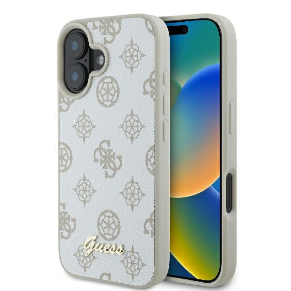 MagSafe-deksel for Apple iPhone 16, Guess, Peony Script, Hvit