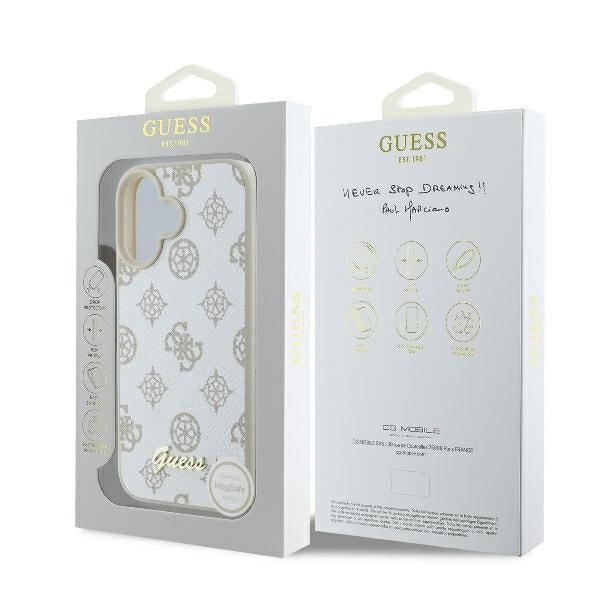 MagSafe-deksel for Apple iPhone 16, Guess, Peony Script, Hvit
