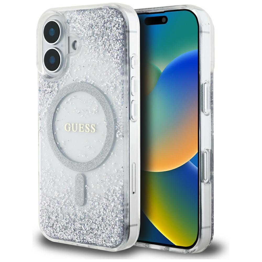 MagSafe-deksel for Apple iPhone 16, Guess, Resin Gradient Glitter, Sølv