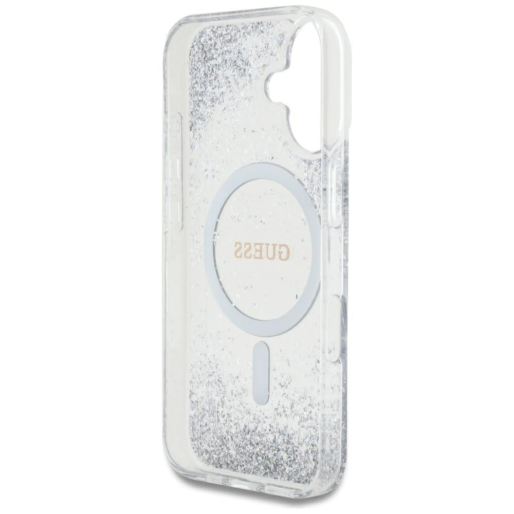 MagSafe-deksel for Apple iPhone 16, Guess, Resin Gradient Glitter, Sølv