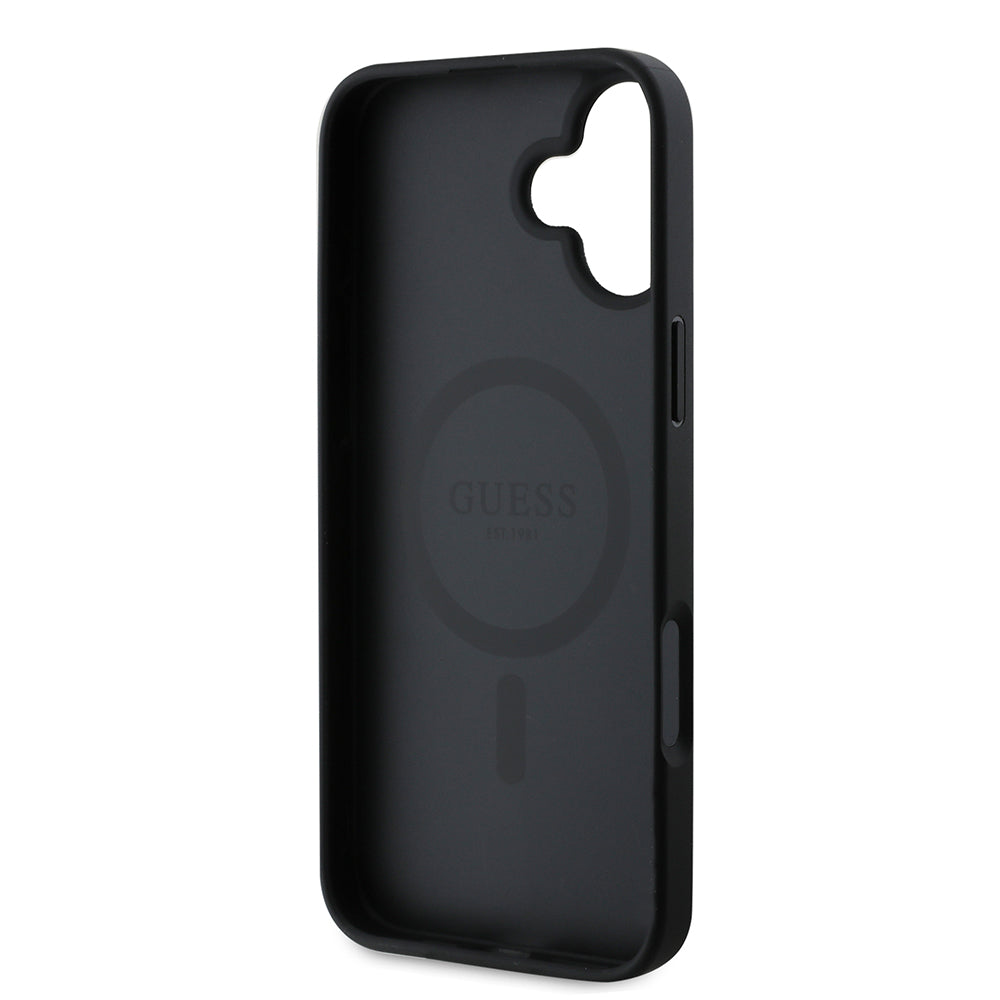 MagSafe-deksel for Apple iPhone 16, Guess, Saffiano Peony Classic Logo, Svart