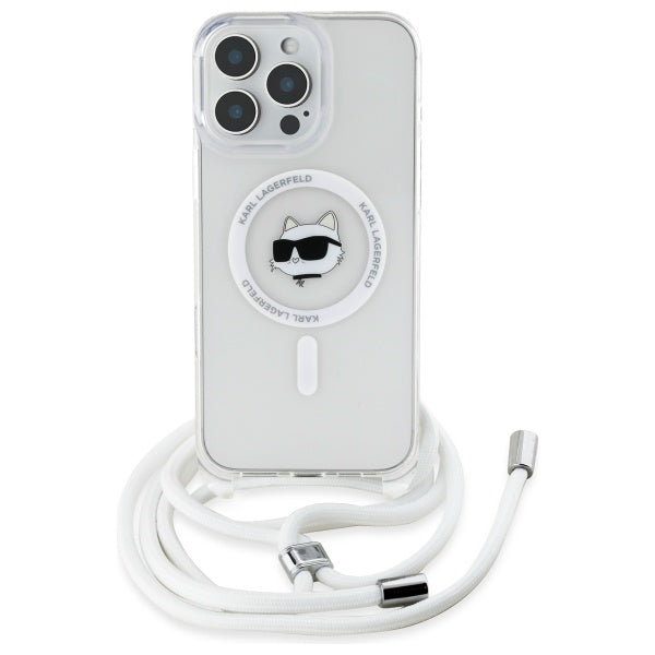 MagSafe deksel for Apple iPhone 16, Karl Lagerfeld, IML Crossbody Choupette's Head with Strap, Gjennomsiktig