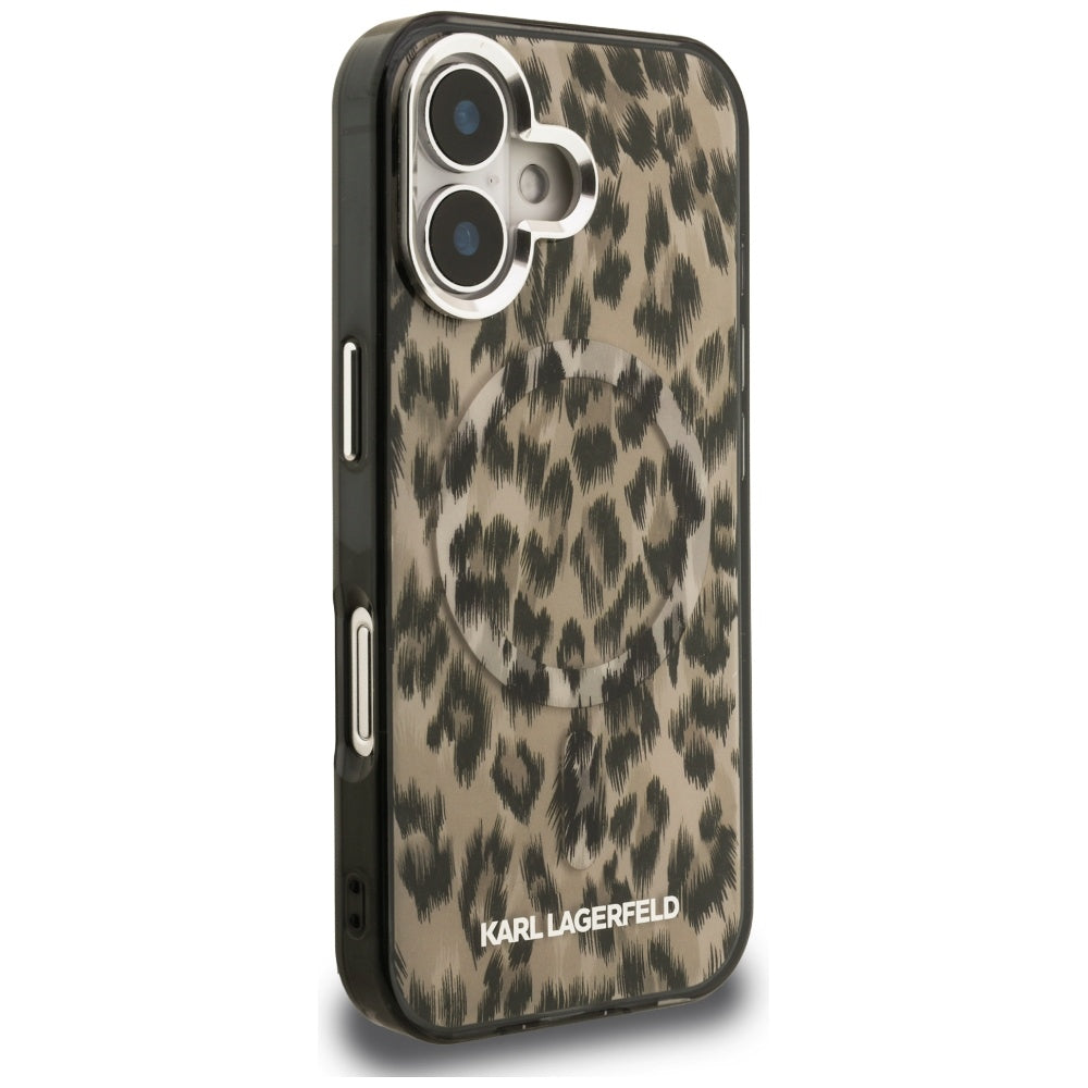 MagSafe-deksel for Apple iPhone 16, Karl Lagerfeld, IML Leopard-mønster, Brun