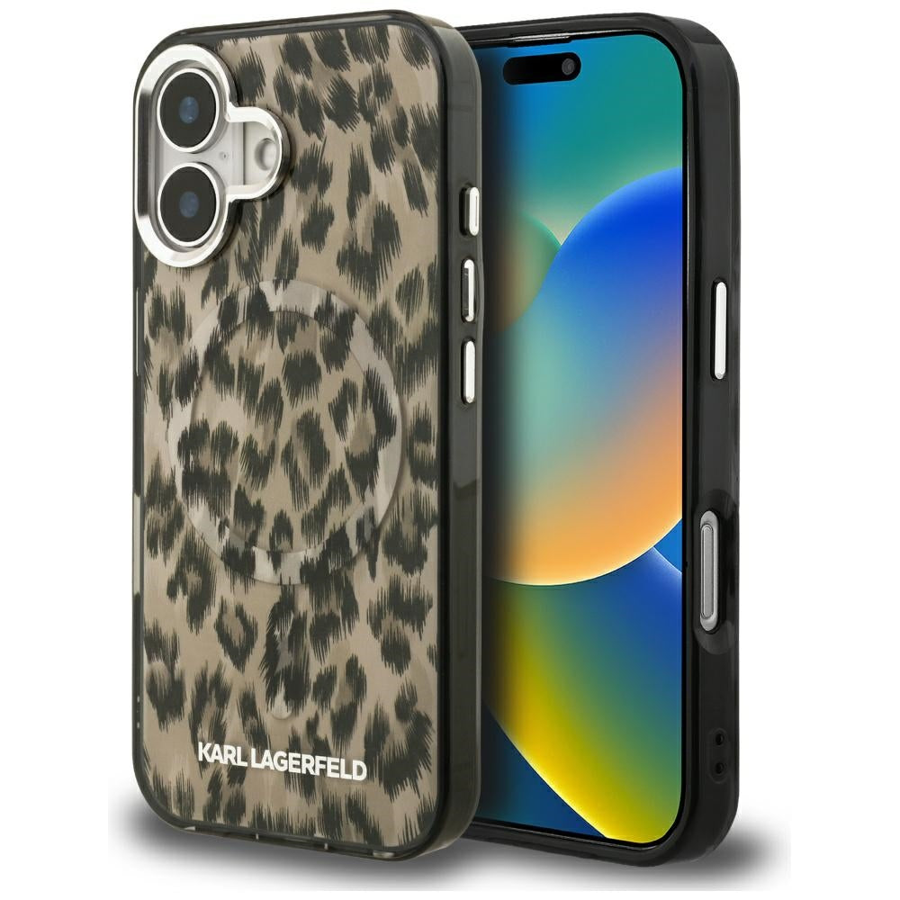 MagSafe-deksel for Apple iPhone 16, Karl Lagerfeld, IML Leopard-mønster, Brun
