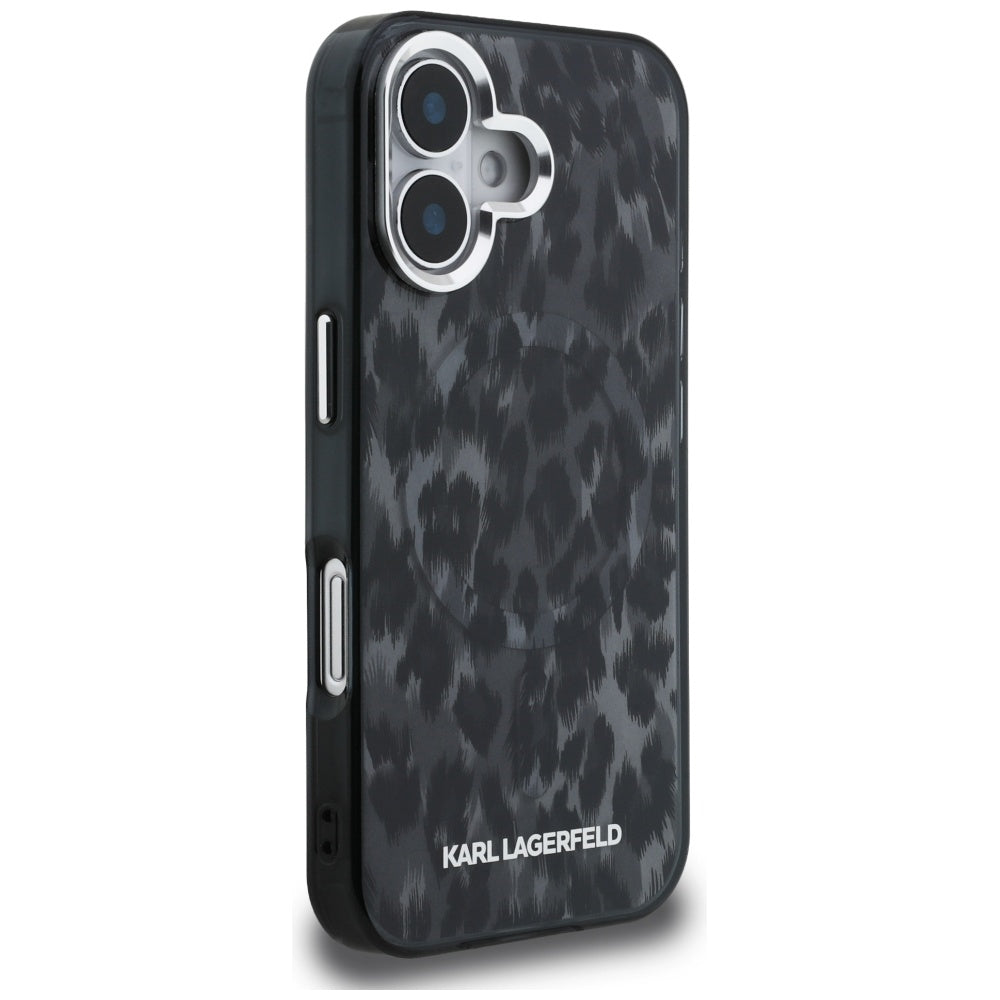 MagSafe-deksel for Apple iPhone 16, Karl Lagerfeld, IML Leopard-mønster, Svart