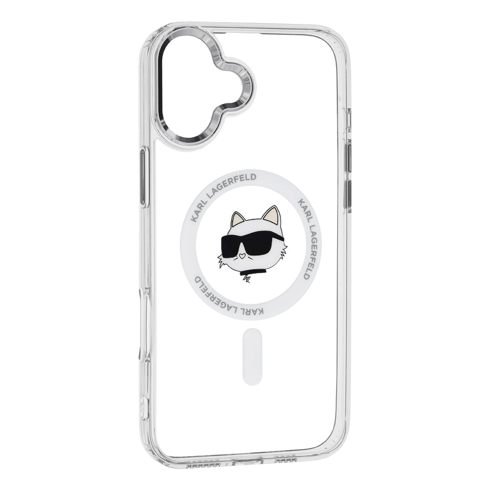 MagSafe-deksel for Apple iPhone 16, Karl Lagerfeld, IML Metal Choupette's Head, Hvit