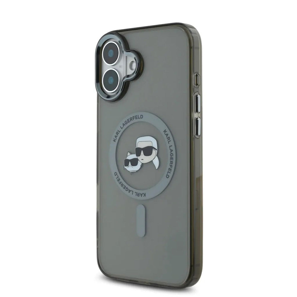 MagSafe-deksel for Apple iPhone 16, Karl Lagerfeld, IML Metal Karl & Choupette's Heads, Svart