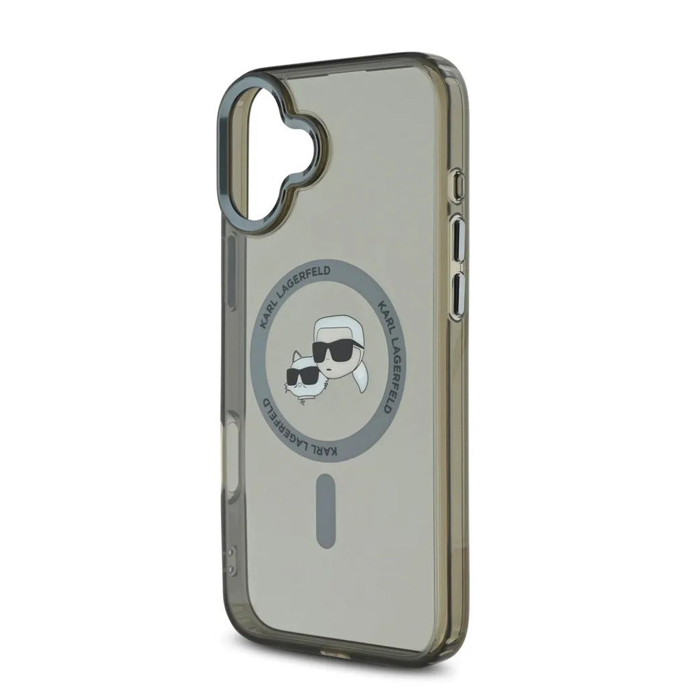 MagSafe-deksel for Apple iPhone 16, Karl Lagerfeld, IML Metal Karl & Choupette's Heads, Svart