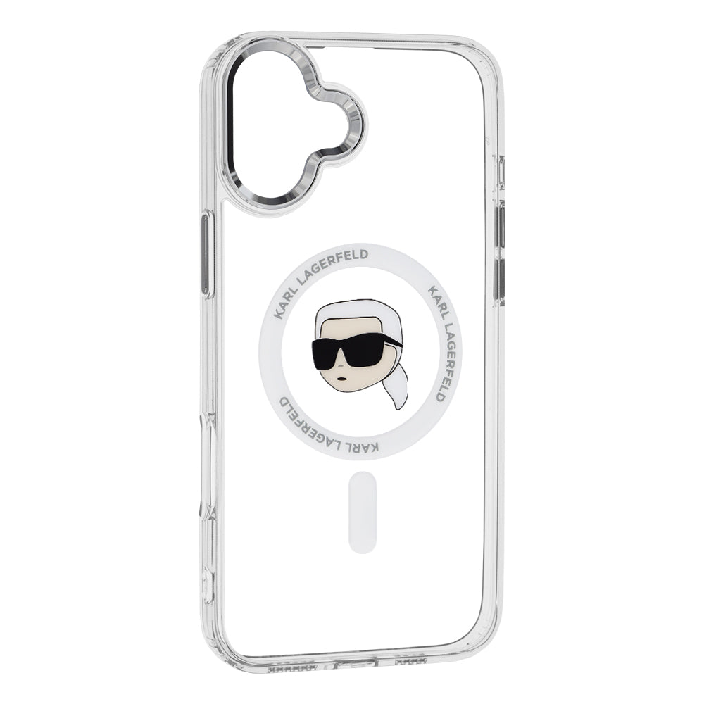 MagSafe-deksel for Apple iPhone 16, Karl Lagerfeld, IML Metal Karl's Head, Hvit
