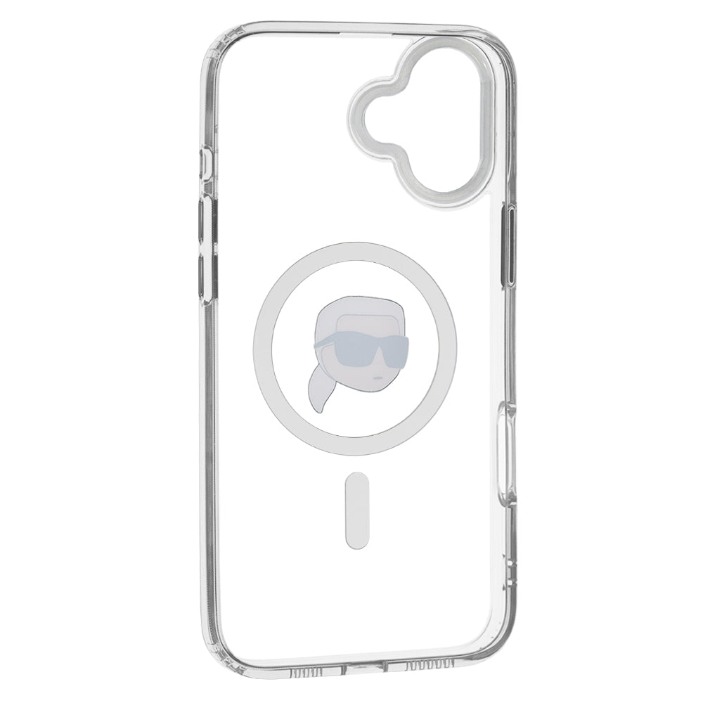 MagSafe-deksel for Apple iPhone 16, Karl Lagerfeld, IML Metal Karl's Head, Hvit