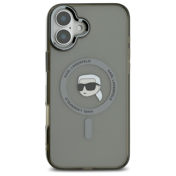 MagSafe-deksel for Apple iPhone 16, Karl Lagerfeld, IML Metal Karl's Head, Svart