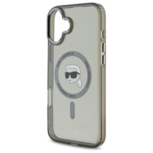 MagSafe-deksel for Apple iPhone 16, Karl Lagerfeld, IML Metal Karl's Head, Svart