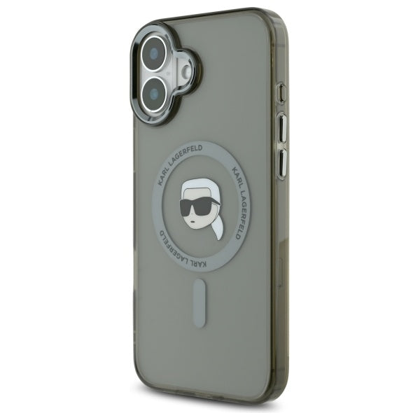 MagSafe-deksel for Apple iPhone 16, Karl Lagerfeld, IML Metal Karl's Head, Svart
