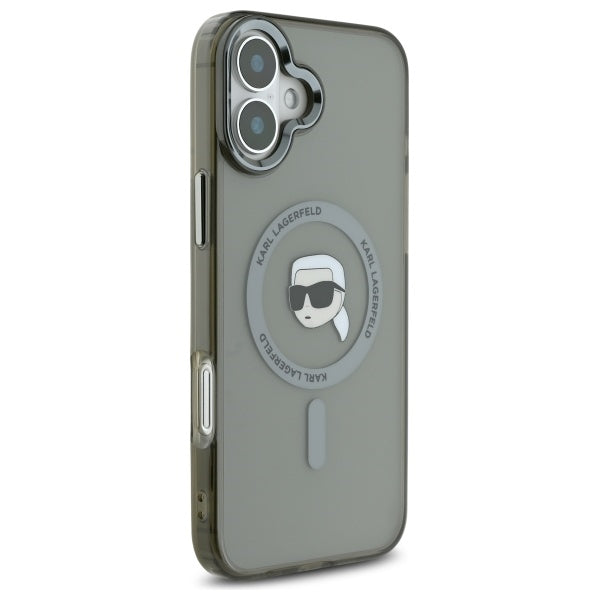 MagSafe-deksel for Apple iPhone 16, Karl Lagerfeld, IML Metal Karl's Head, Svart