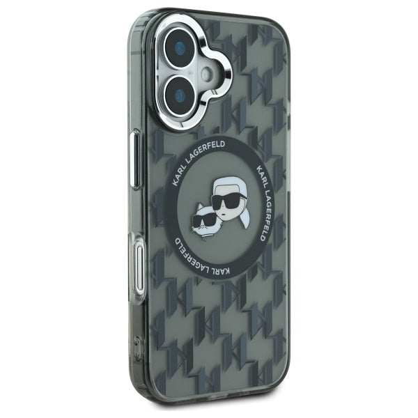 MagSafe-deksel for Apple iPhone 16, Karl Lagerfeld, IML Monogram Karl & Choupette's Heads, Svart