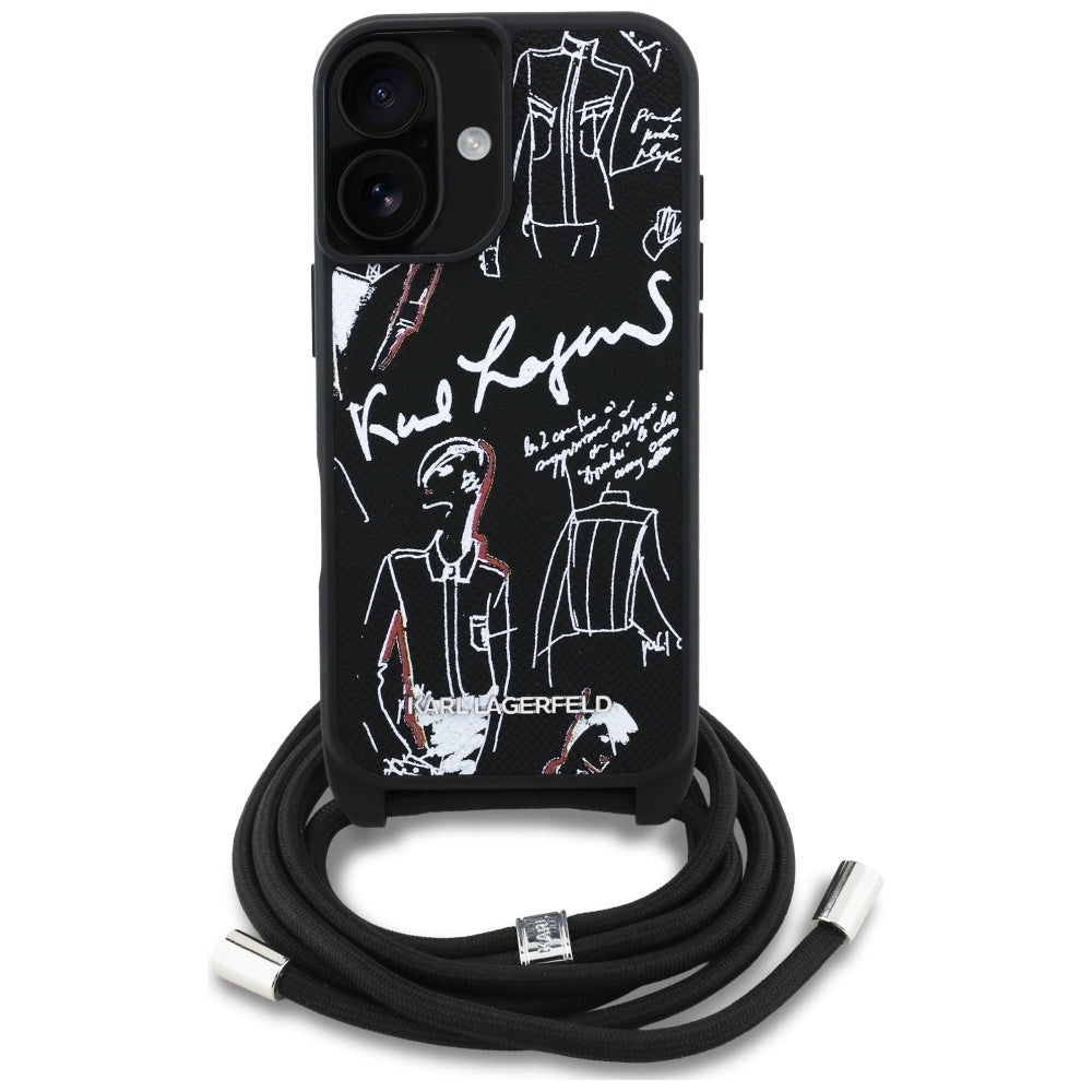 MagSafe-deksel for Apple iPhone 16, Karl Lagerfeld, Saffiano Crossbody, Svart