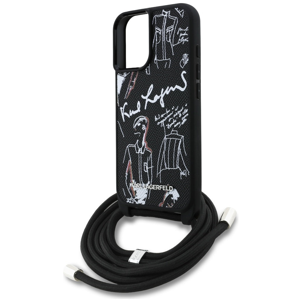 MagSafe-deksel for Apple iPhone 16, Karl Lagerfeld, Saffiano Crossbody, Svart