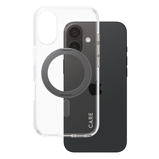 MagSafe-deksel for Apple iPhone 16, PanzerGlass, Care Feature Kickstand, Gjennomsiktig Svart